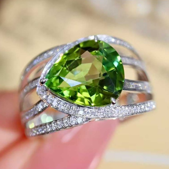 14k Gold 4.58 Ctw Natural Tourmaline & Diamond Ring