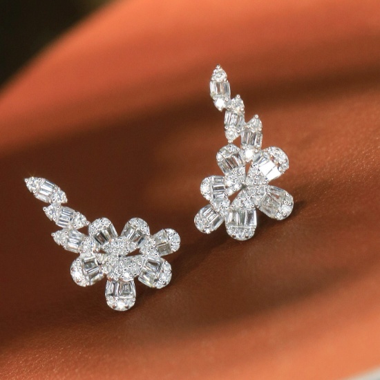 14k Gold 1.1 Ct Natural H Diamond Earrings