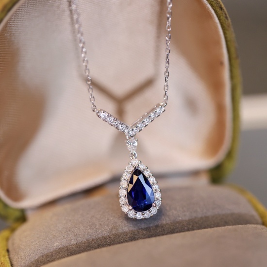14k Gold 1.80 Ctw Natural Sapphire & Diamond Necklace