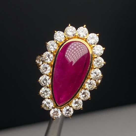 14k Gold 8.27 Ctw Natural Ruby & Diamond Ring