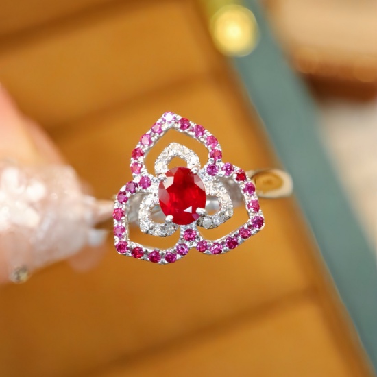 14k Gold 0.36 Ctw Natural Ruby & Diamond Ring