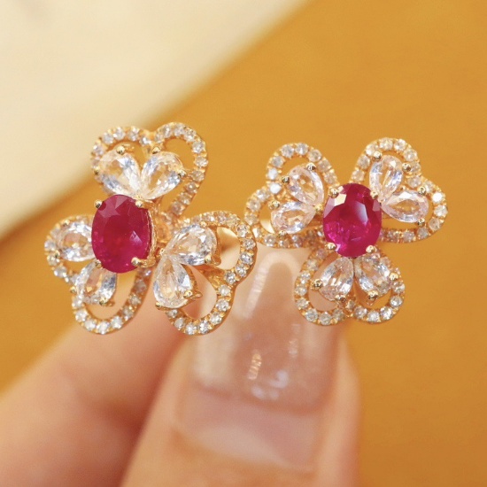 14k Gold 1.38 Ctw Natural Ruby & Diamond Ring