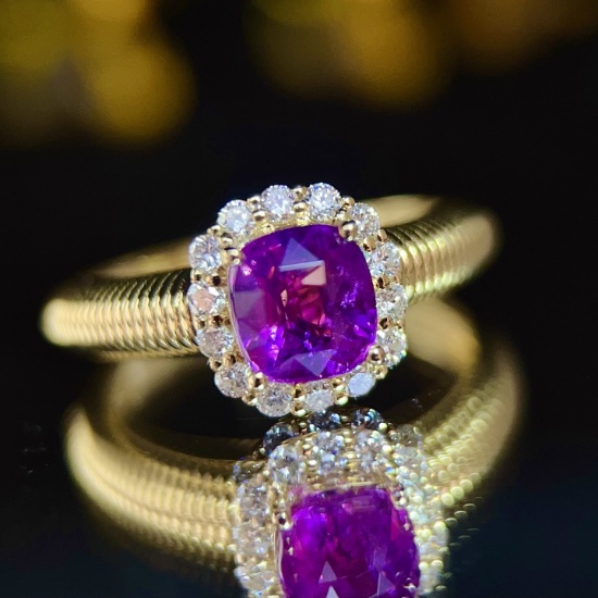 14k Gold 1.68 Ct Natural Sapphire & Diamond Ring