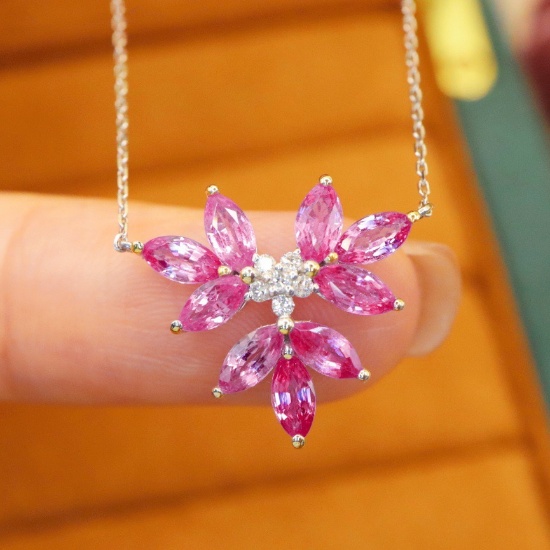 14k Gold 1.96 Ctw Natural Sapphire & Diamond Necklace