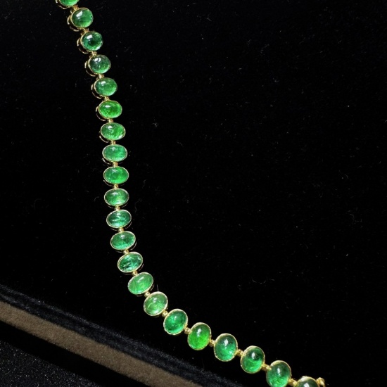 14k Gold 11.05 Ct Natural Emerald Bracelet