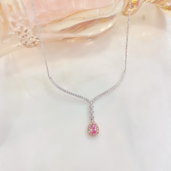 14k Gold 0.50 Ctw Natural Pink Diamond & Diamond Necklace