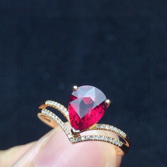 14k Gold 1.23 Ct Natural Tourmaline & Diamond Ring