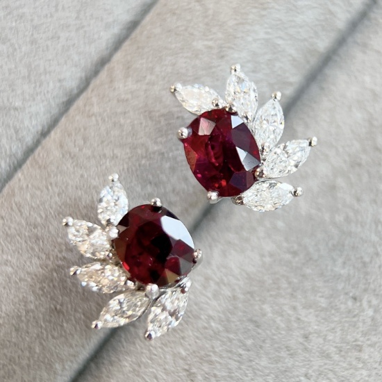 14k Gold 1.82 Ctw Natural Ruby & Diamond Earrings