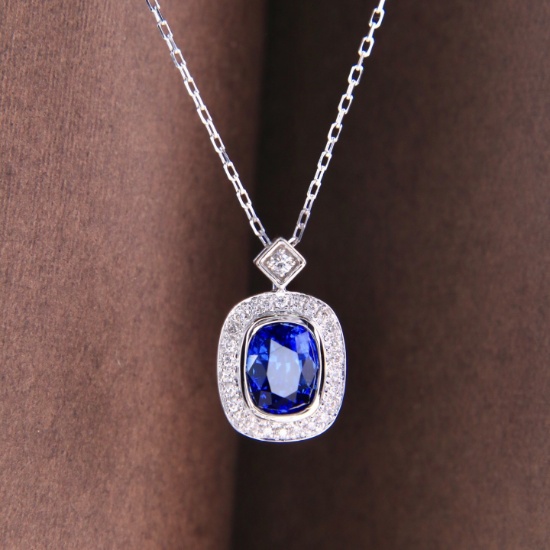14k Gold 1.28 Ctw Natural Sapphire & Diamond Necklace