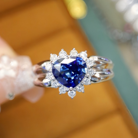 14k Gold 1.46 Ctw Natural Sapphire & Diamond Ring
