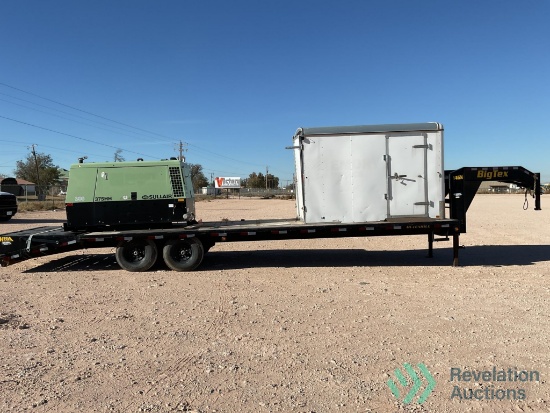 2019 BIG TEX 25 FOOT GOOSENECK TRAILER WITH MEGA RAMPS AND SULLAIR AIR COMPRESSOR