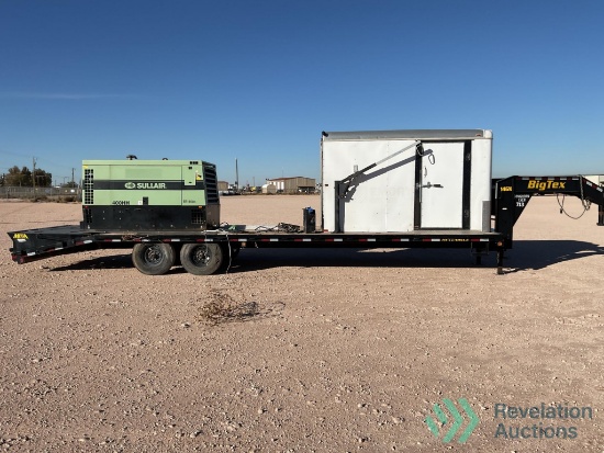 2019 BIG TEX 25 FOOT GOOSENECK TRAILER WITH MEGA RAMPS AND SULLAIR AIR COMPRESSOR