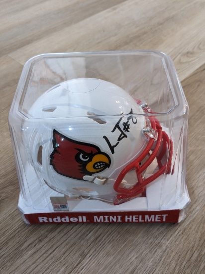 Lamar Jackson Signed Louisville Mini Helmet with coa