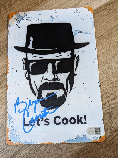 Bryan Cranston signed metal sign with coa