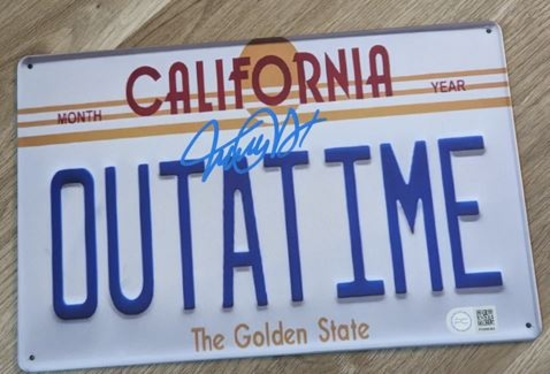 Michael J Fox signed metal plate with coa