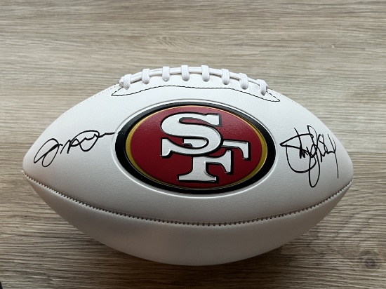 Joe Montana & Steve Young Signed 49ers Logo Football With COA