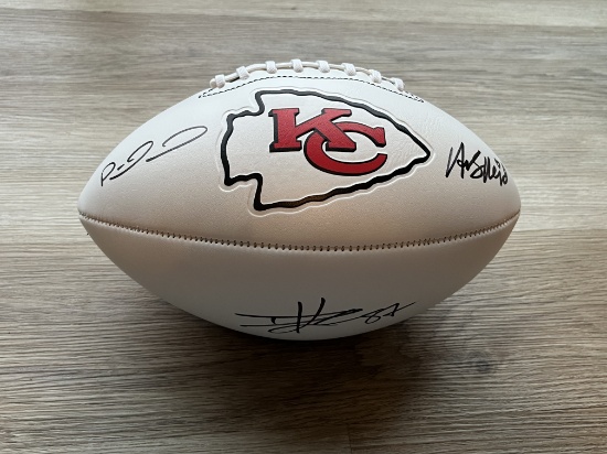 Patrick Mahomes, Andy Reid & Travis Kelce Signed Chiefs Logo Football With COA