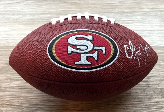 Christian McCaffrey Signed 49ERS logo Football With COA