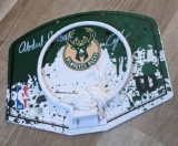 Kareem Abdul-Jabbar and Giannis Antetokounmpo signed mini backboard with coa