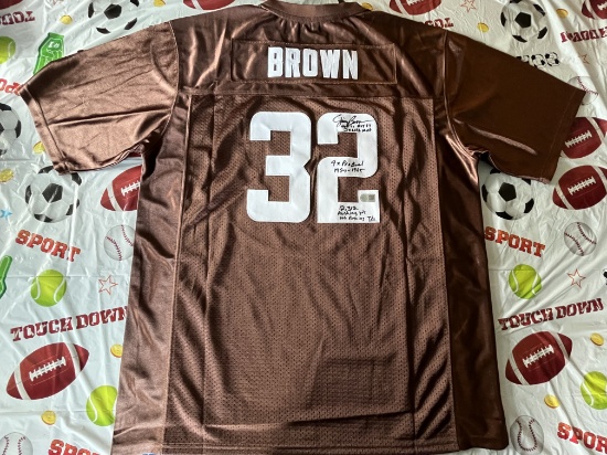 Jim Brown Signed Browns Jersey Inscribed With COA