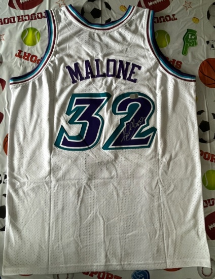 Karl Malone Signed Utah Jazz Jersey With COA