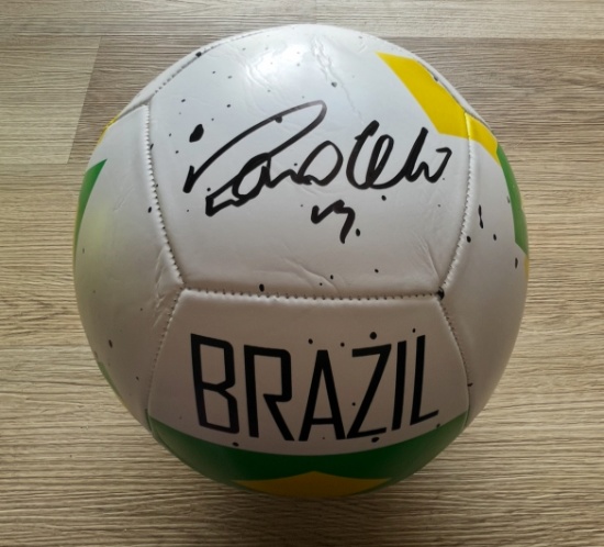 Ronaldo Signed Brazil Logo Soccer Ball With COA