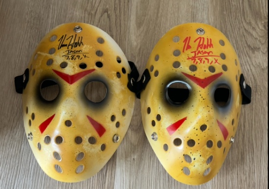 Lot of 2 Kane Hodder Friday The 13th Hockey Mask With COA