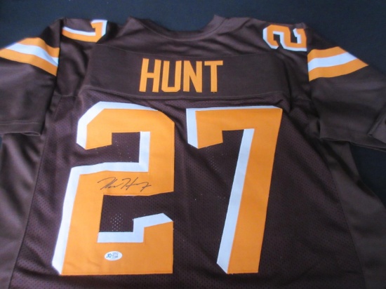 BROWNS KAREEM HUNT SIGNED JERSEY COA