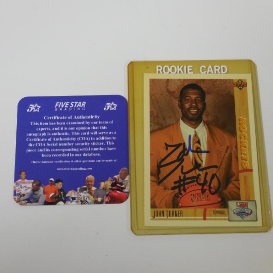AUTHENTIC 1991-92 UPPER DECK JOHN TURNER AUTOGRAPHED ROOKIE CARD COA