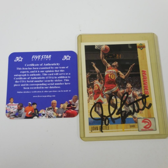 AUTHENTIC 1991-92 UPPER DECK JOHN BATTLE AUTOGRAPHED CARD COA