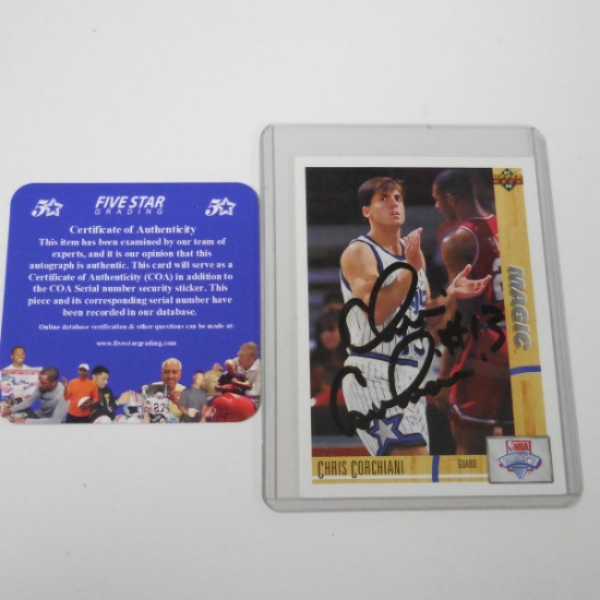AUTHENTIC 1991-92 UPPER DECK CHRIS CORCHIANI AUTOGRAPHED CARD COA