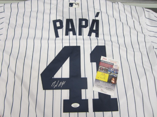 AUTHENTIC MIGUEL ANDUJAR AUTOGRAPHED NEW YORK YANKEES PAPA 41 JERSEY JSA COA