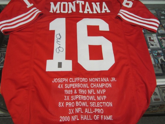 AUTHENTIC JOE MONTANA AUTOGRAPHED 49ERS STAT JERSEY GTSM COA