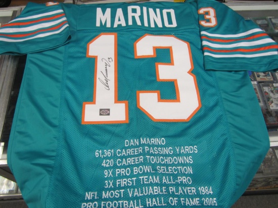 AUTHENTIC DAN MARINO AUTOGRAPHED MIAMI DOLPHINS STAT JERSEY MARINO COA