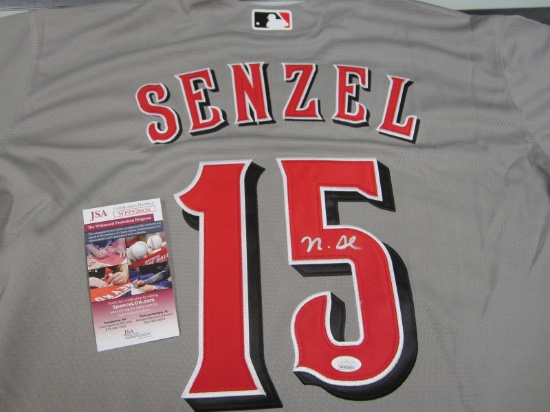 AUTHENTIC NICK SENZEL AUTOGRAPHED JERSEY JSA COA CINCINNATI REDS