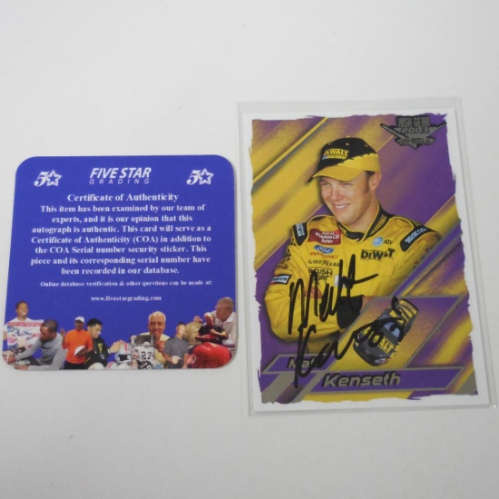 AUTHENTIC 2003 WHEELS HIGH GEAR MATT KENSETH AUTOGRAPHED CARD COA