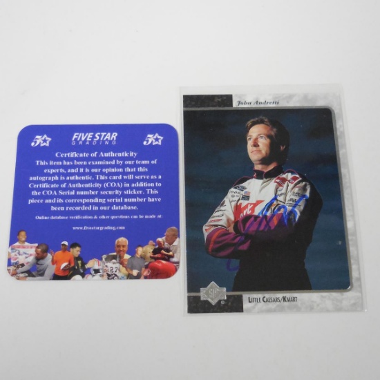 AUTHENTIC 1996 UPPER DECK SP JOHN ANDRETTI AUTOGRAPHED CARD COA