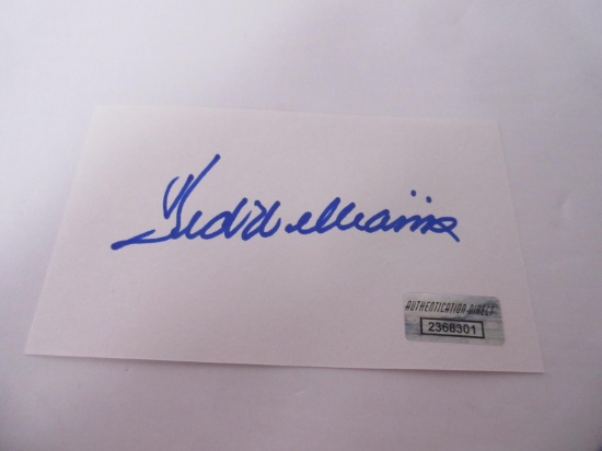AUTHENTIC TED WILLIAMS AUTOGRAPHED INDEX CARD AUD COA