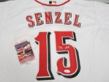 AUTHENTIC NICK SENZEL AUTOGRAPHED JERSEY JSA COA CINCINNATI REDS