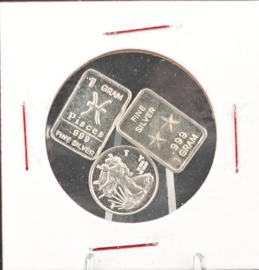 (3) Gram Silver Bar and Coin