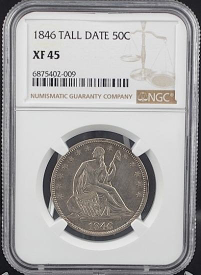 1846 Tall Date Seated Half Dollar