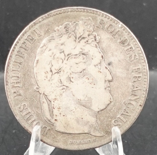 1834 A 5 Francs Silver Coin