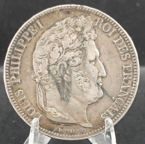 1845 BB 5 Francs Silver Coin