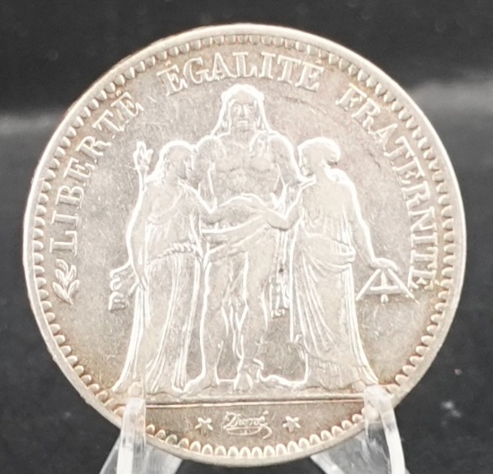 1877 A 5 Francs Silver Coin