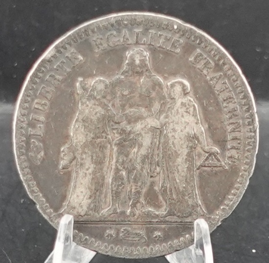 1849 A 5 Francs Silver Coin
