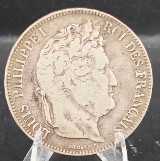 1833 W 5 Francs Silver Coin