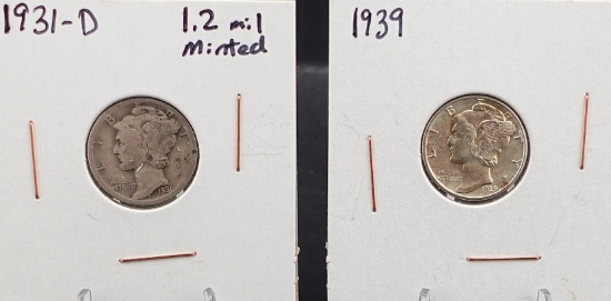 1931-D and 1939 Mercury Dimes