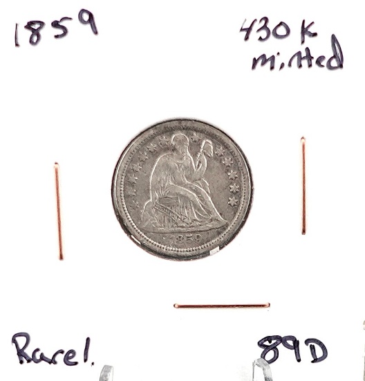 1859 Seated Dime