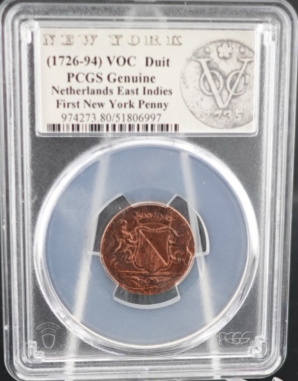 1790 VOC Duit Coin and 1988 Suriname 5C Coin