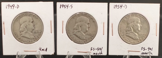 (3) Franklin Half Dollars